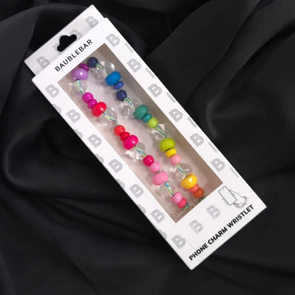 BAUBLEBAR New Phone Charm Wristlet Beaded Rainbow Colorful Strap Lanyard